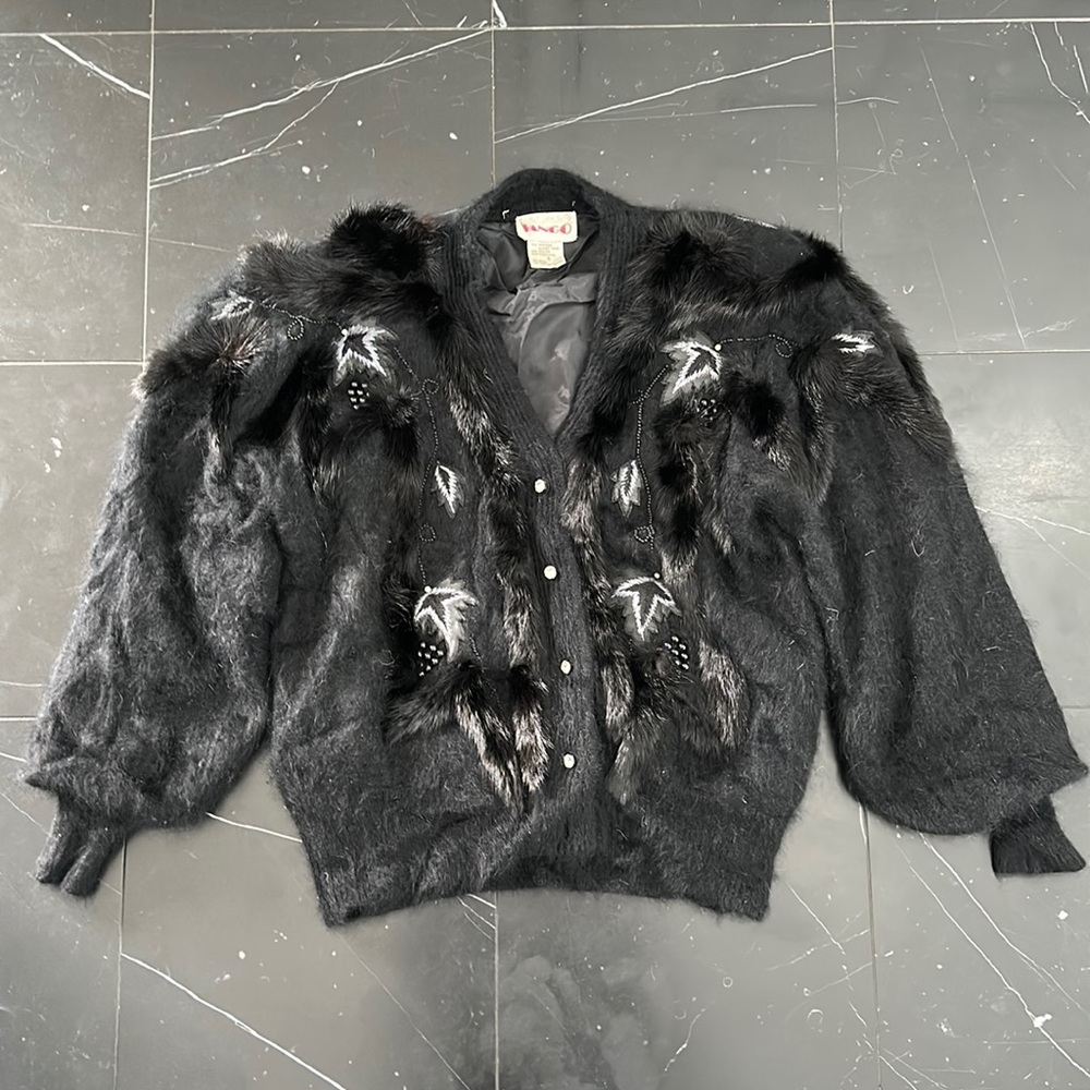 Black angora sweater